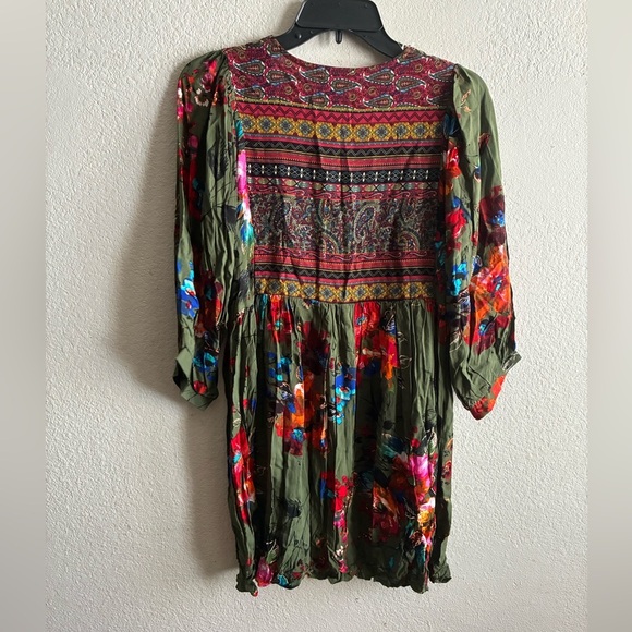 🆕Umgee Women's Olive Bohemian Multi-prints  Tunic Dress S🆕 - Picture 4 of 11